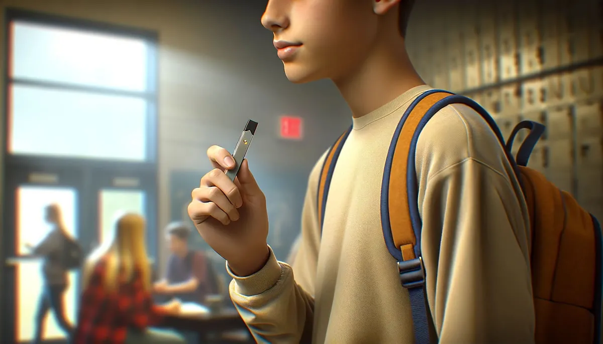 high school student using a vape device