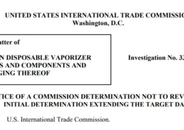 US ITC disposable e-cigarette investigation