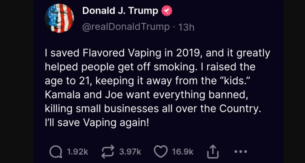 Trump vows save flavored vaping products