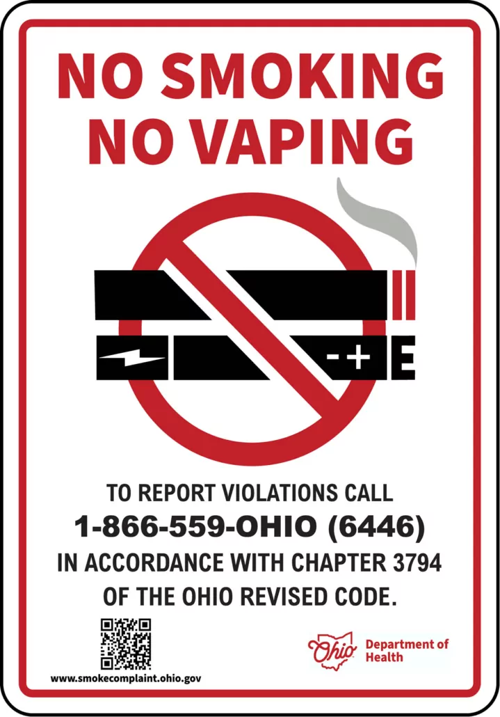 Ohio No Smoking or Vaping Sign