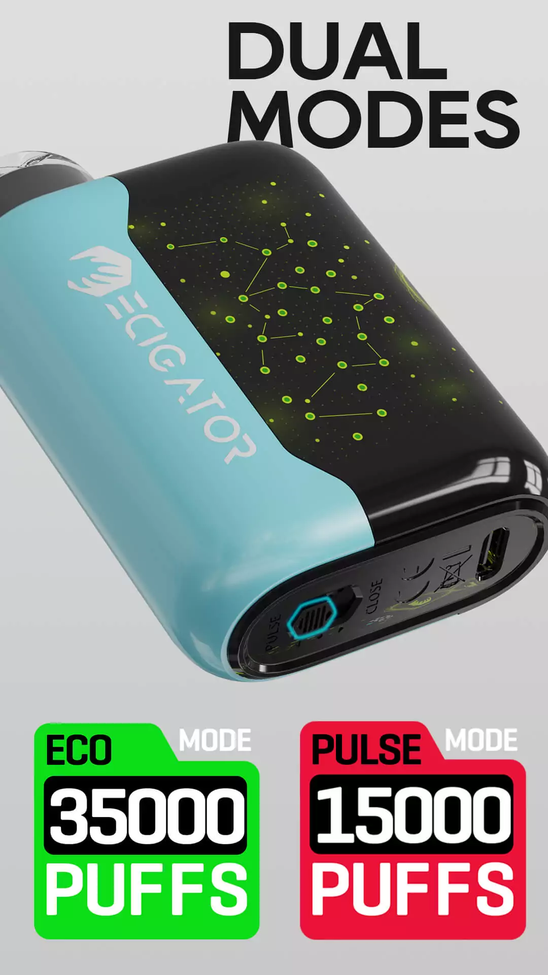 KE3500 3D galaxy screen disposable vape - working modes